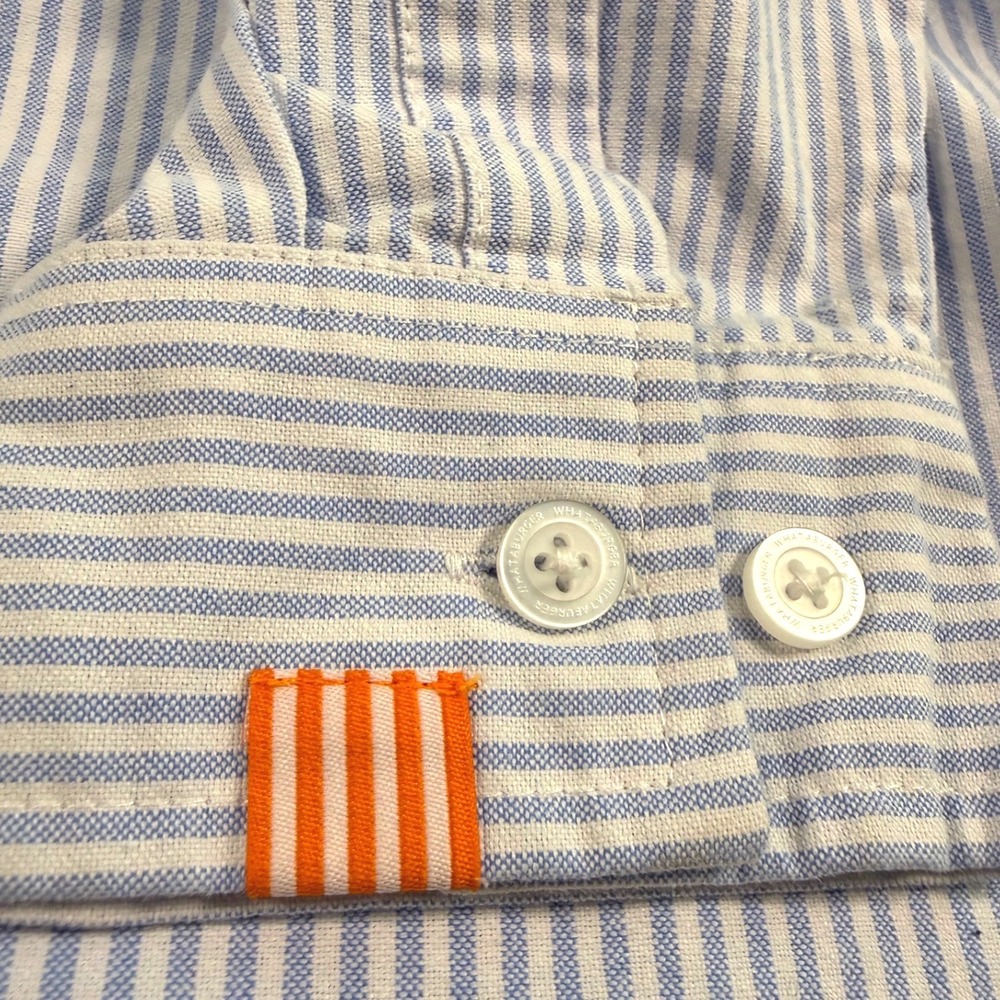 Whataburger Manager Seersucker Shirt Mens Small Blue White Pinstripe Button Down - Picture 4 of 9